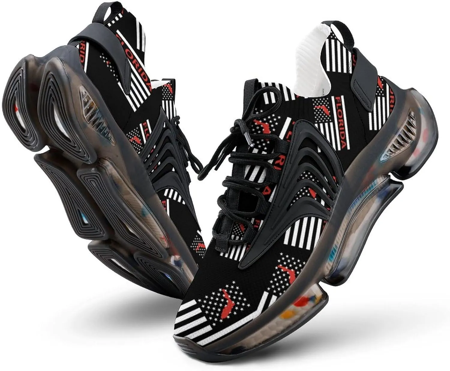Florida State America Flag Walking Shoes for Men Lightweight Tennis Fashion Elastic Sports Shoes Cushion Basketball Shoes