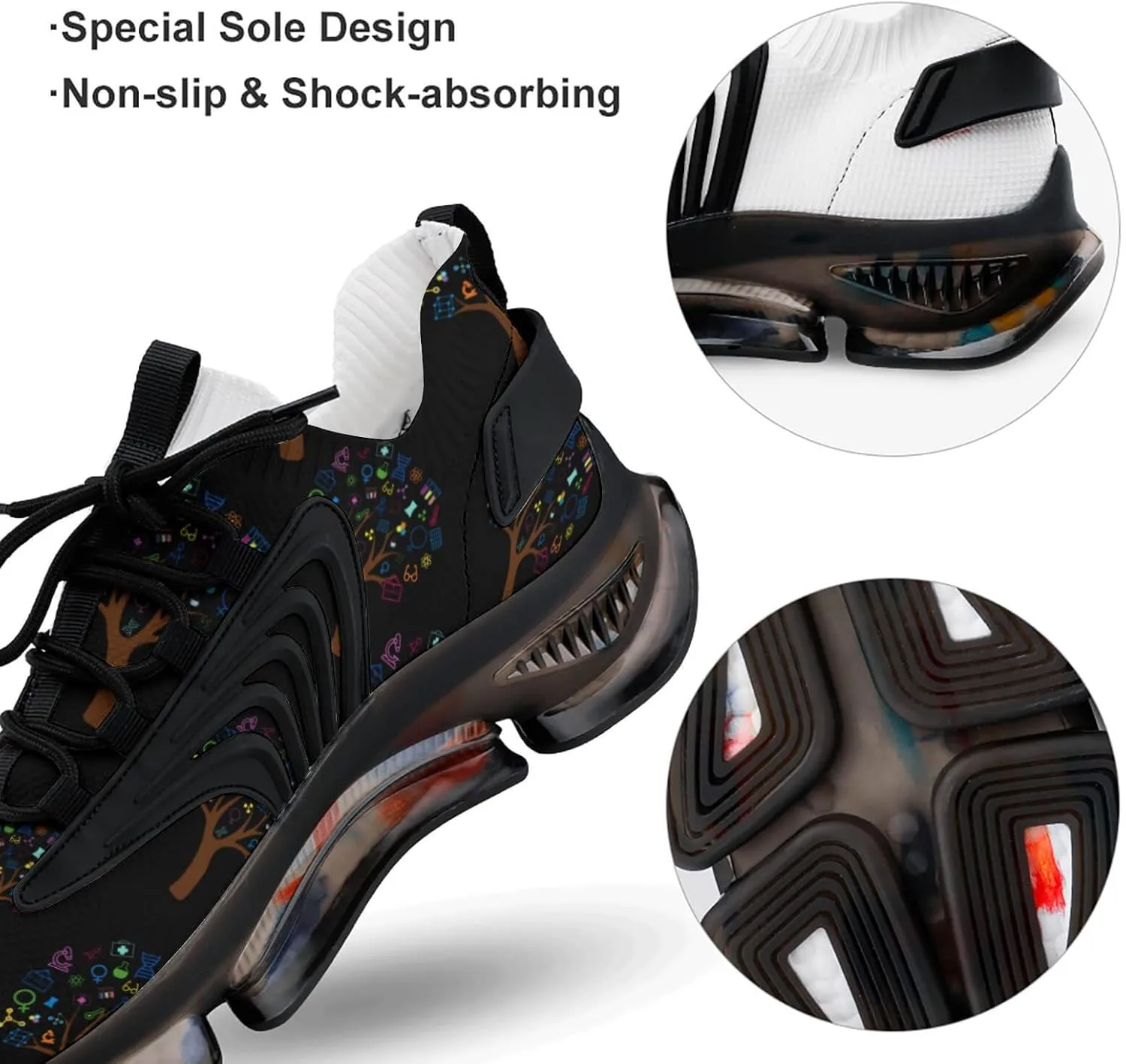 for Future Scientists Walking Shoes for Men Lightweight Tennis Fashion Elastic Sports Shoes Cushion Basketball Shoes