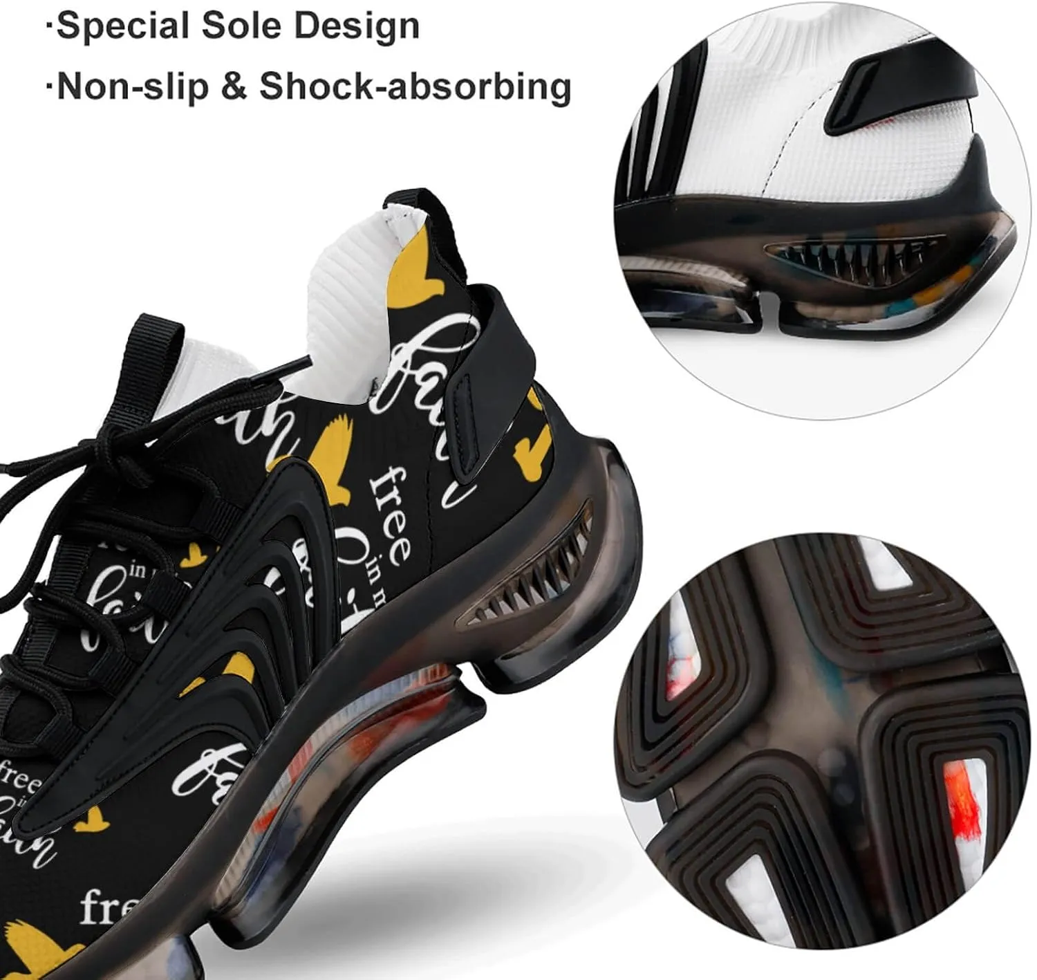 Free in My Faith Pigeon Walking Shoes for Men Lightweight Tennis Fashion Elastic Sports Shoes Cushion Basketball Shoes