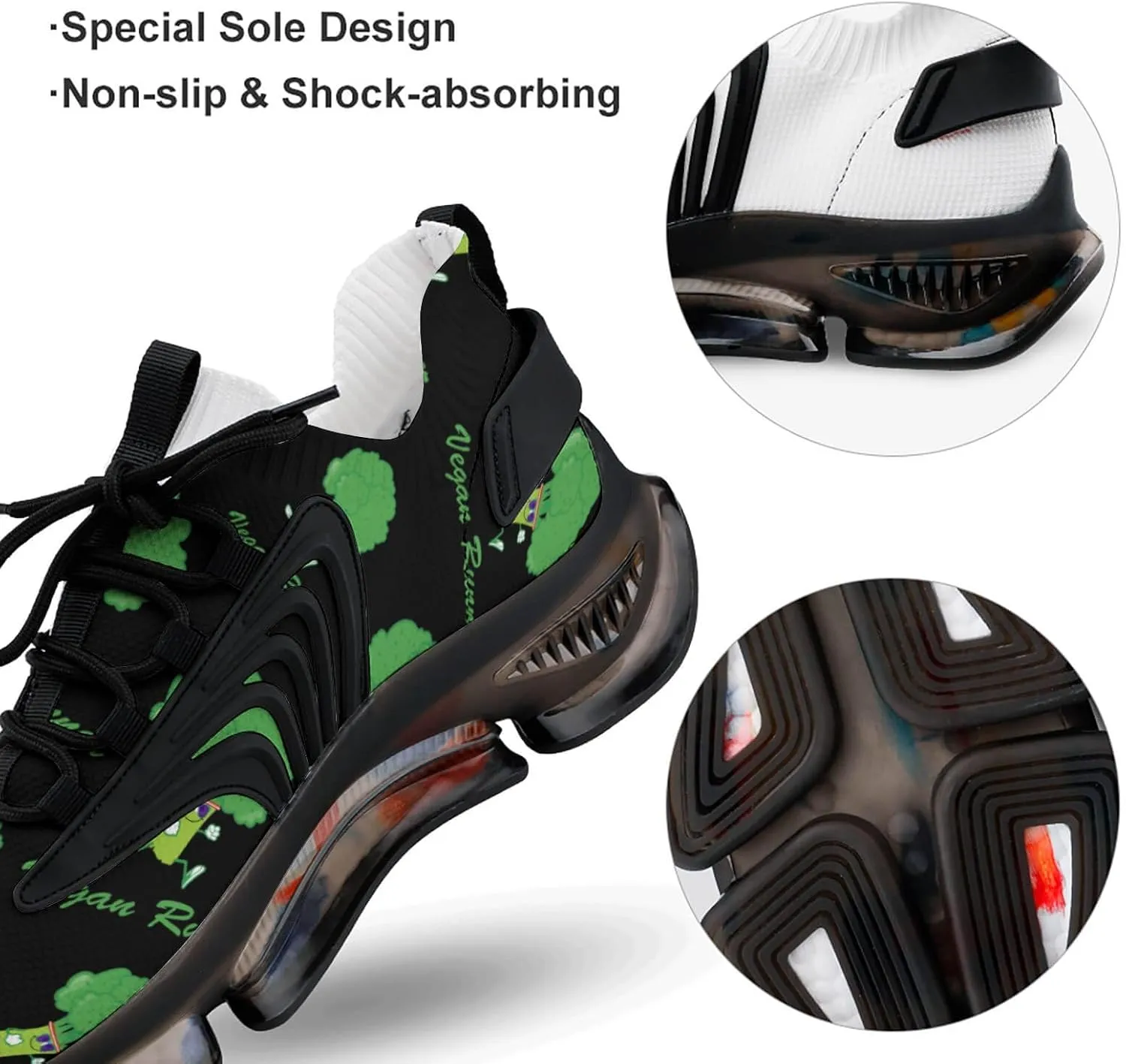Funny Vegan Runner Walking Shoes for Men Lightweight Tennis Fashion Elastic Sports Shoes Cushion Basketball Shoes