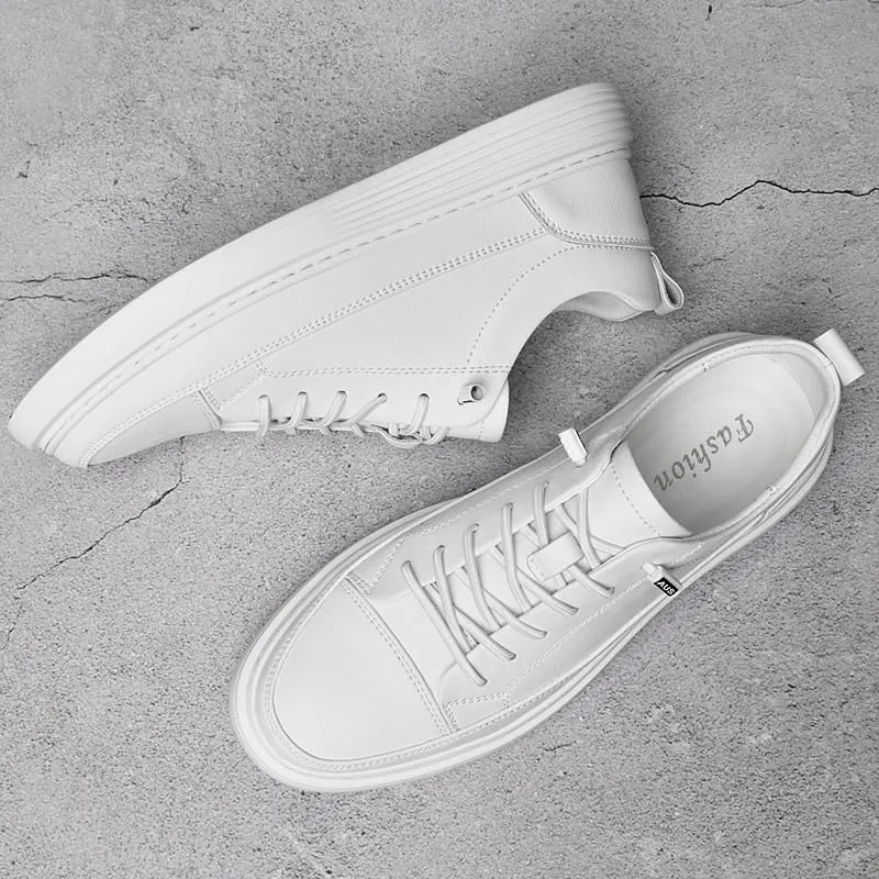 Genuine Leather Casual Shoes Men Luxury Black Sneakers Fashion Designer All-Match Skateboard Shoe Low Top Walking Men's Shoes