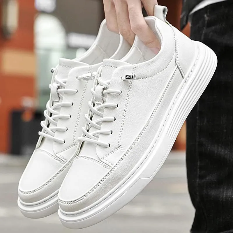 Genuine Leather Casual Shoes Men Luxury Black Sneakers Fashion Designer All-Match Skateboard Shoe Low Top Walking Men's Shoes