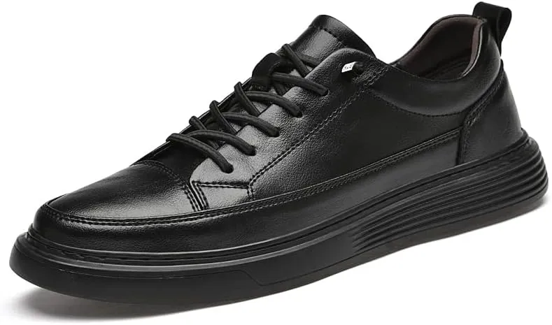 Genuine Leather Casual Shoes Men Luxury Black Sneakers Fashion Designer All-Match Skateboard Shoe Low Top Walking Men's Shoes
