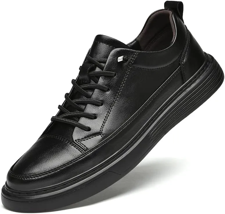 Genuine Leather Casual Shoes Men Luxury Black Sneakers Fashion Designer All-Match Skateboard Shoe Low Top Walking Men's Shoes