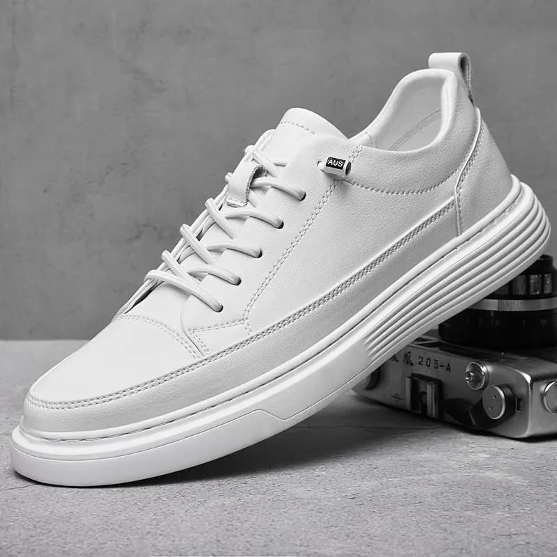 Genuine Leather Casual Shoes Men Luxury Black Sneakers Fashion Designer All-Match Skateboard Shoe Low Top Walking Men's Shoes