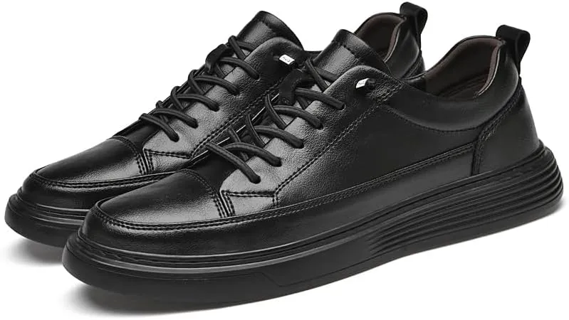 Genuine Leather Casual Shoes Men Luxury Black Sneakers Fashion Designer All-Match Skateboard Shoe Low Top Walking Men's Shoes