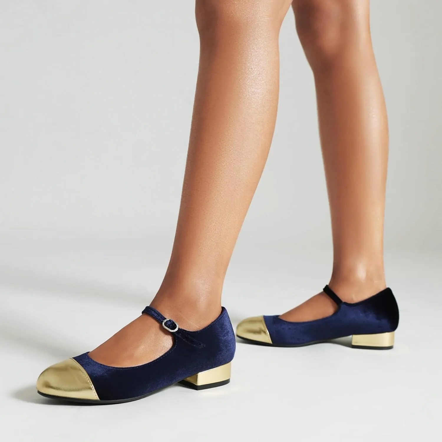 Gicoiz Mary Jane Comfort Womens Ankle Strap Low Heel Pumps