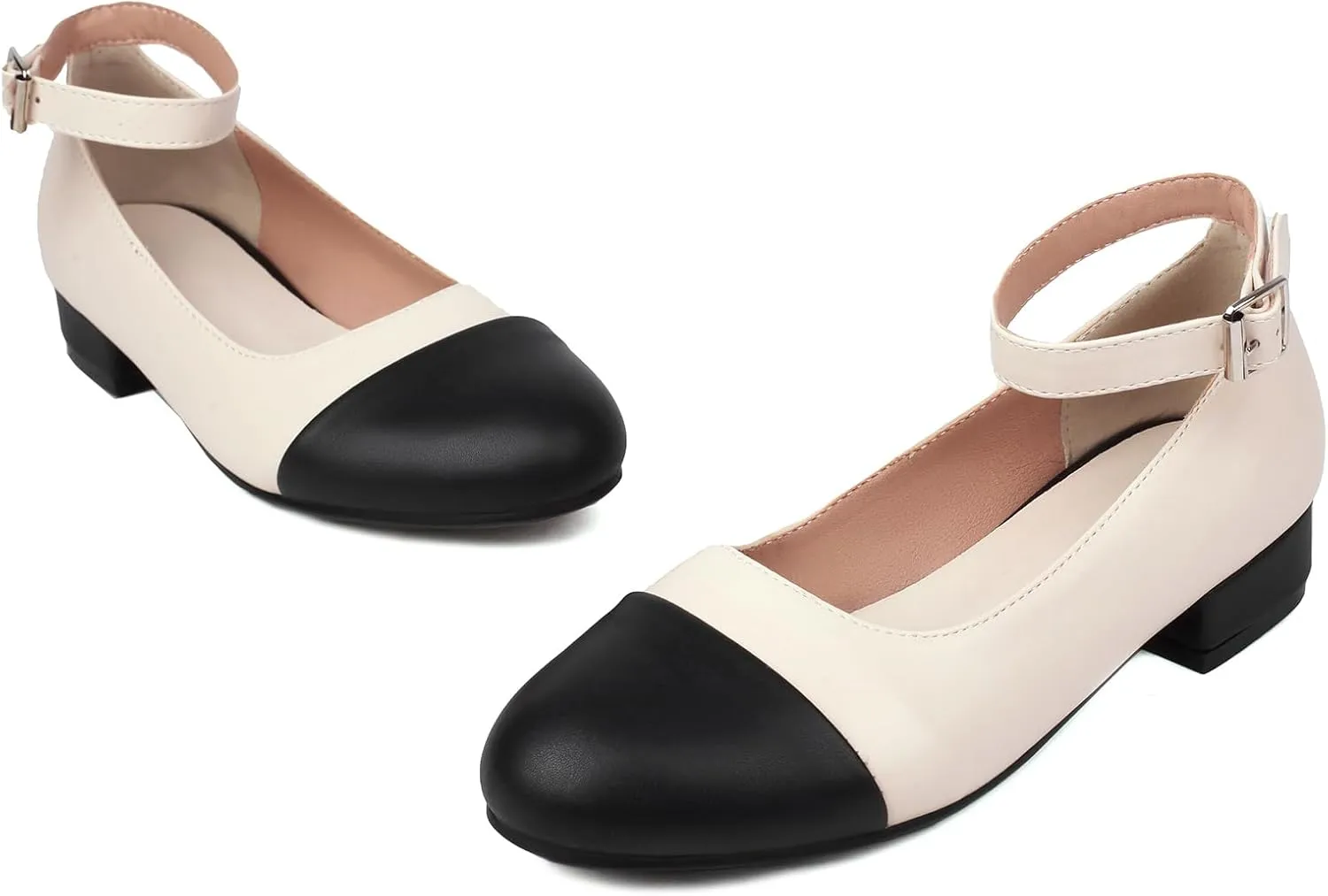 Gicoiz Mary Jane Comfort Womens Ankle Strap Low Heel Pumps