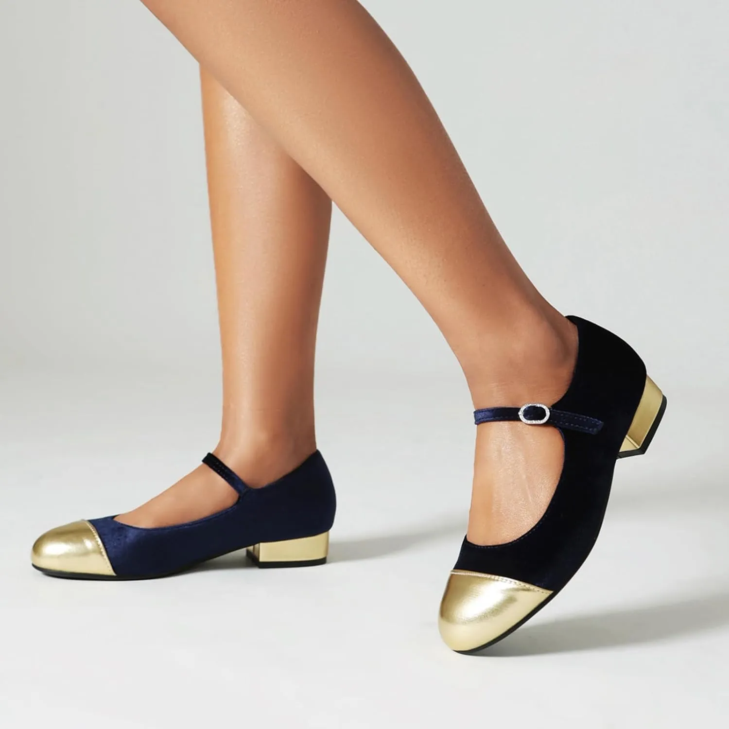 Gicoiz Mary Jane Comfort Womens Ankle Strap Low Heel Pumps