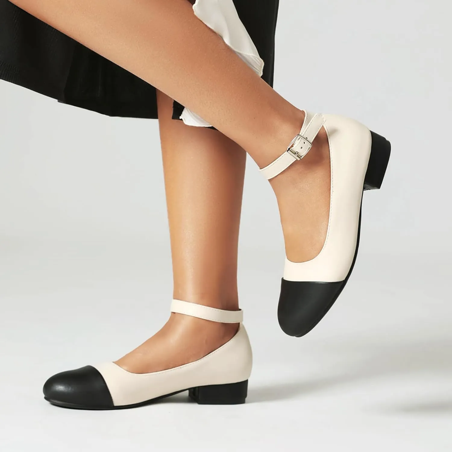 Gicoiz Mary Jane Comfort Womens Ankle Strap Low Heel Pumps