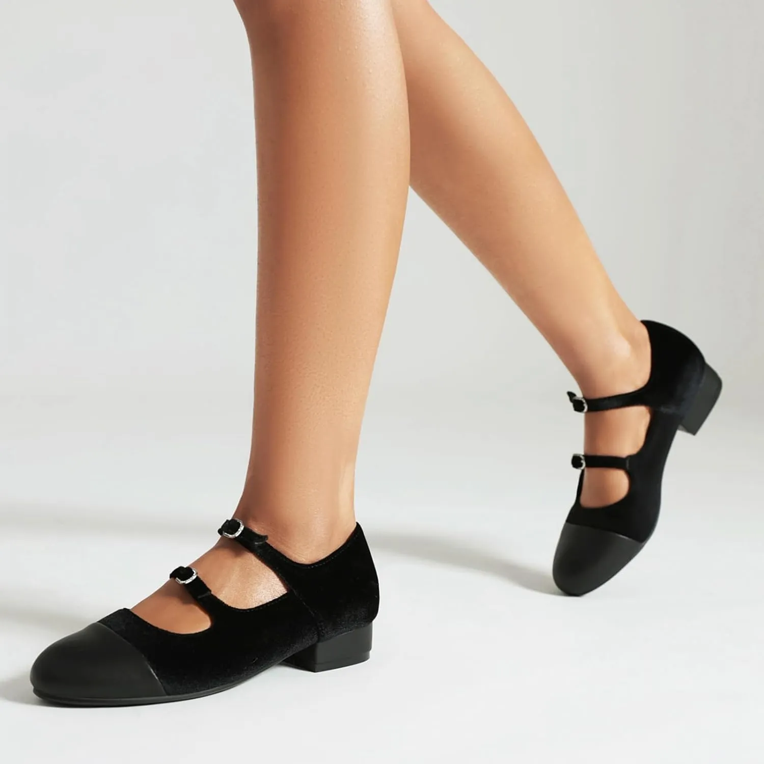 Gicoiz Mary Jane Comfort Womens Ankle Strap Low Heel Pumps