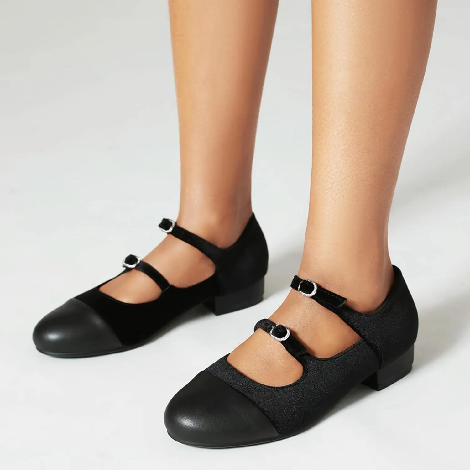 Gicoiz Mary Jane Comfort Womens Ankle Strap Low Heel Pumps