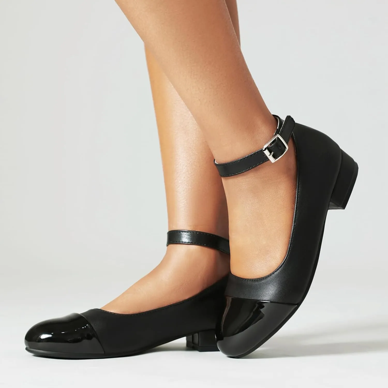 Gicoiz Mary Jane Comfort Womens Ankle Strap Low Heel Pumps