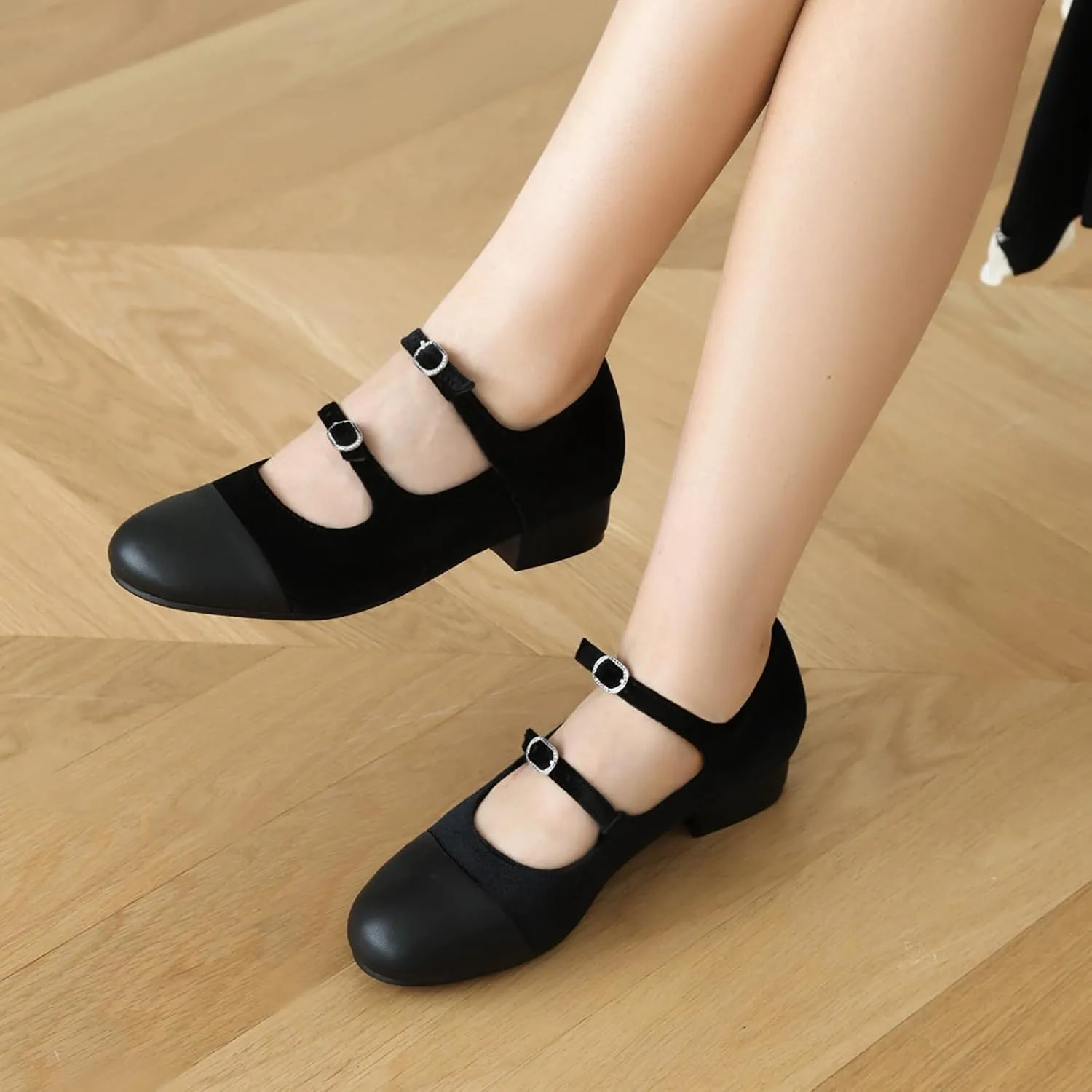 Gicoiz Mary Jane Comfort Womens Ankle Strap Low Heel Pumps
