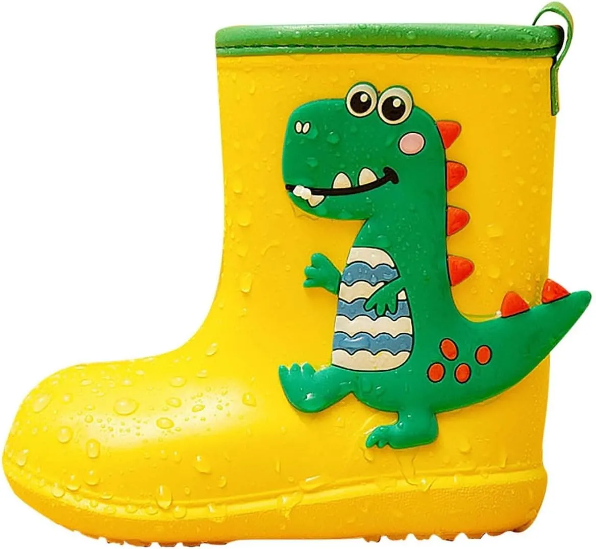 Girls Boy's Dinosaur Rain Boot Non Slip Toddler Kids Rain Boots Easy-on Lightweight Waterproof Rainboots Baby
