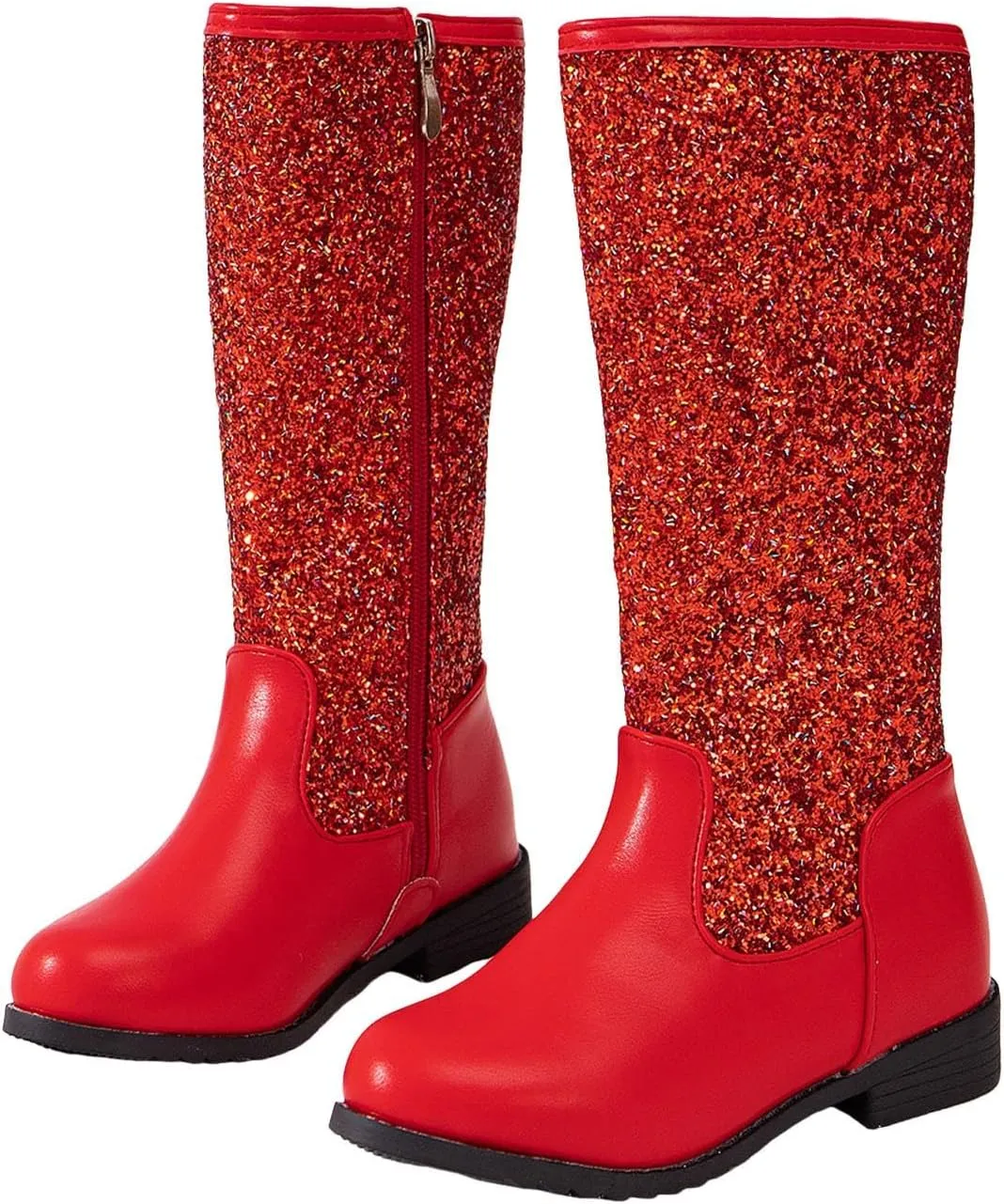 Girls Cowgirl Boots Mid Calf Square Toe Western Boot for Kids Sparkly Glitter Cowboy Boots Toddler Girls Riding Shoes