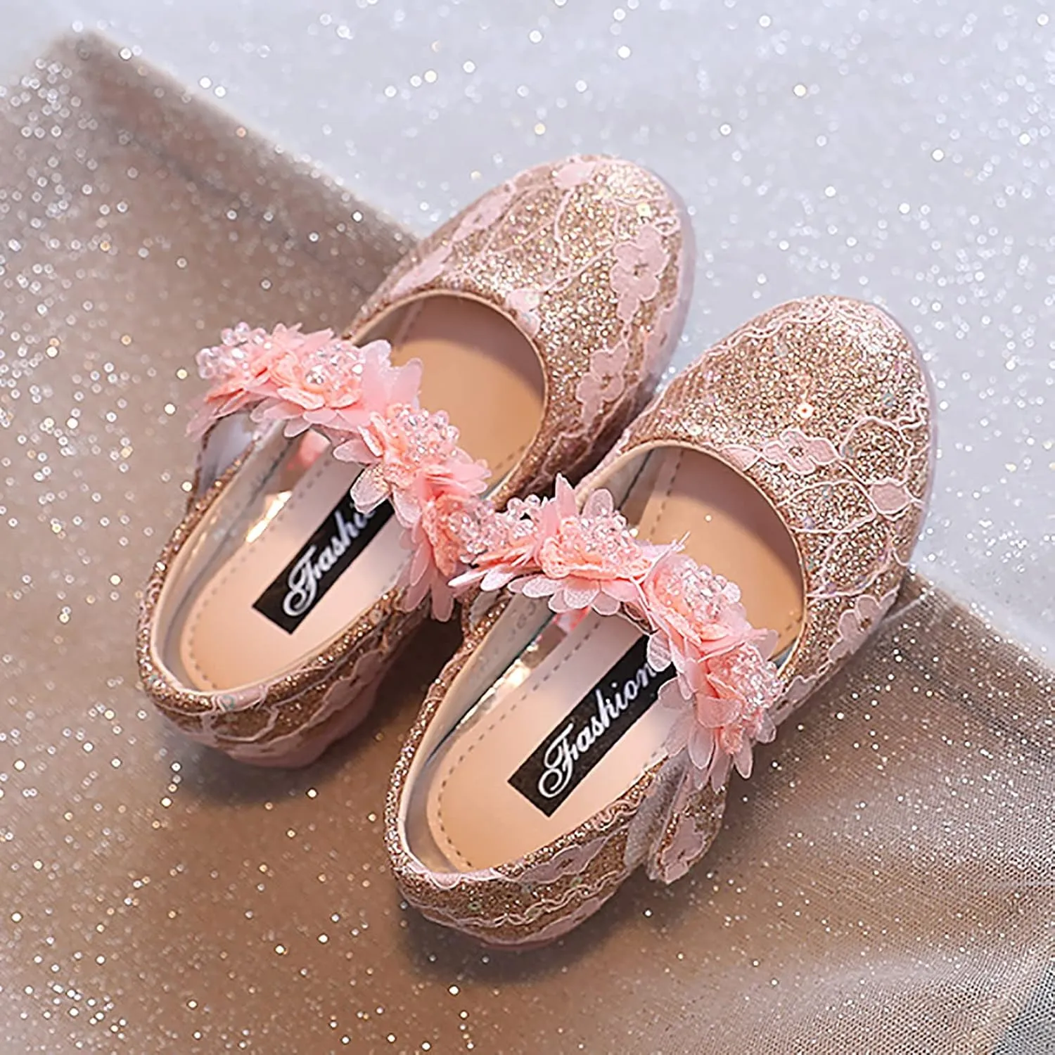 Girls Dress Shoes,Girls Baby Princess Shoes Rhinestone Flower Sandals Dancing Shoes Pearl Crystal Kawaii Shoes 1-6 Y
