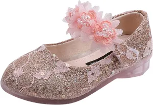 Girls Dress Shoes,Girls Baby Princess Shoes Rhinestone Flower Sandals Dancing Shoes Pearl Crystal Kawaii Shoes 1-6 Y