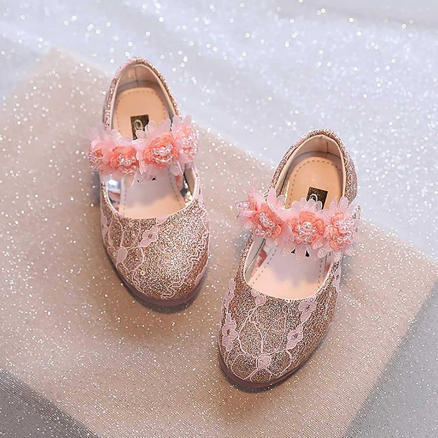 Girls Dress Shoes,Girls Baby Princess Shoes Rhinestone Flower Sandals Dancing Shoes Pearl Crystal Kawaii Shoes 1-6 Y