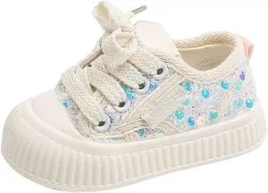 Girls Lace Sneakers Flat Non Slip Breathable Outdoor Sport Shoes Kids Ankle First Walking Shoes Fall Casual Sneakers
