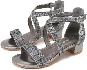 Girls Low Heel Chunky Sandals Wedding Dress Pumps Shoes