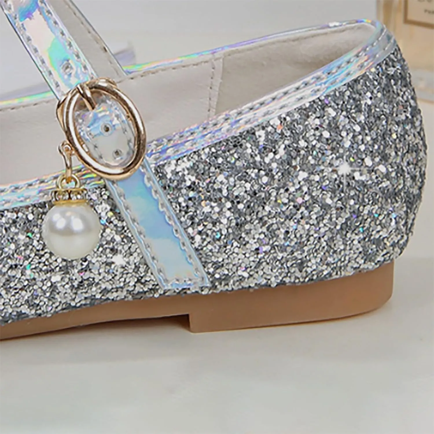 Girls Princess Dress Shoes ??ary Jane ??lats Glitter ??ow Heel Bridesmaids Wedding Birthday Part?? Footwear Shoes