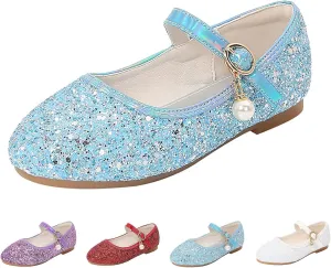 Girls Princess Dress Shoes ??ary Jane ??lats Glitter ??ow Heel Bridesmaids Wedding Birthday Part?? Footwear Shoes