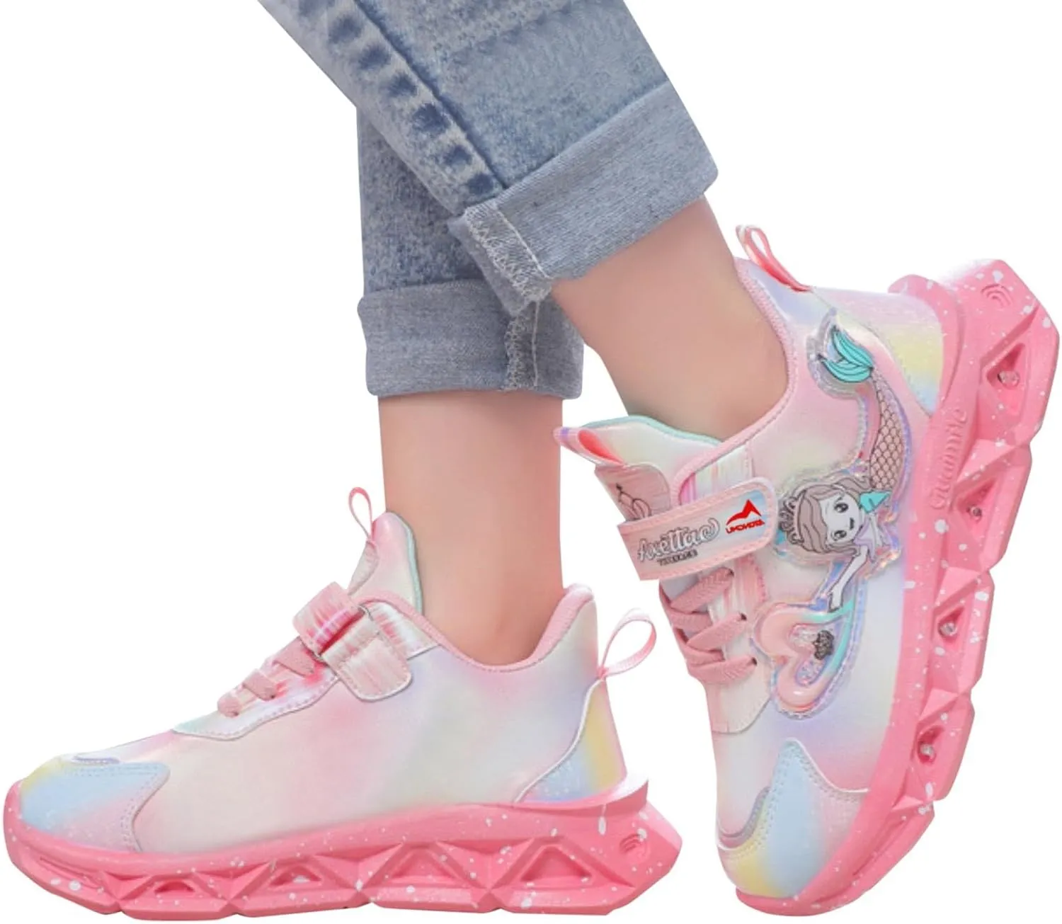 Girls Sneakers Toddler Sneakers Walking Shoes Boys Girls Light Up Tennis Shoes Lightweight Brethable Slip On Sneakers