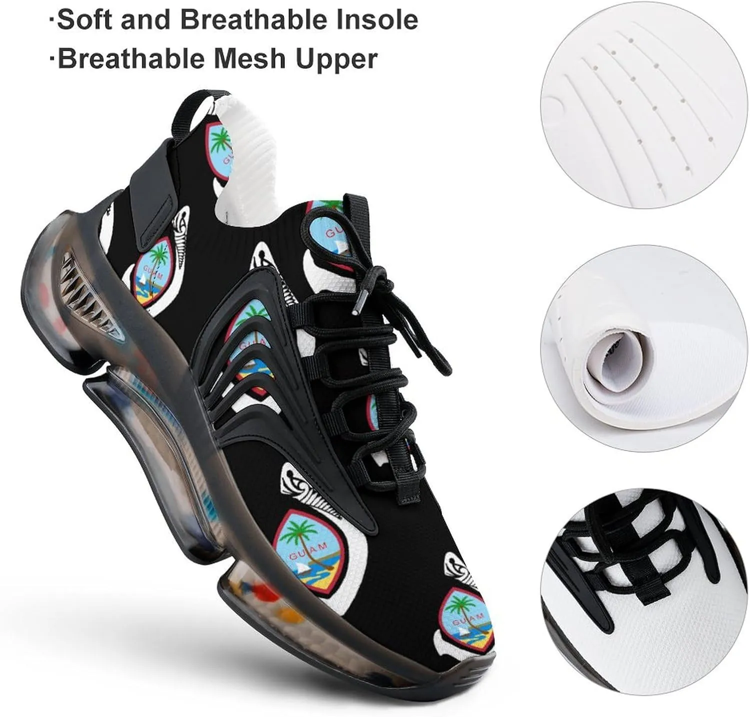 Gu-am Seal with Hook Mens Running Shoes Lightweight Walking Tennis Shoes Soft Soled Elastic Cushion Basketball Shoes