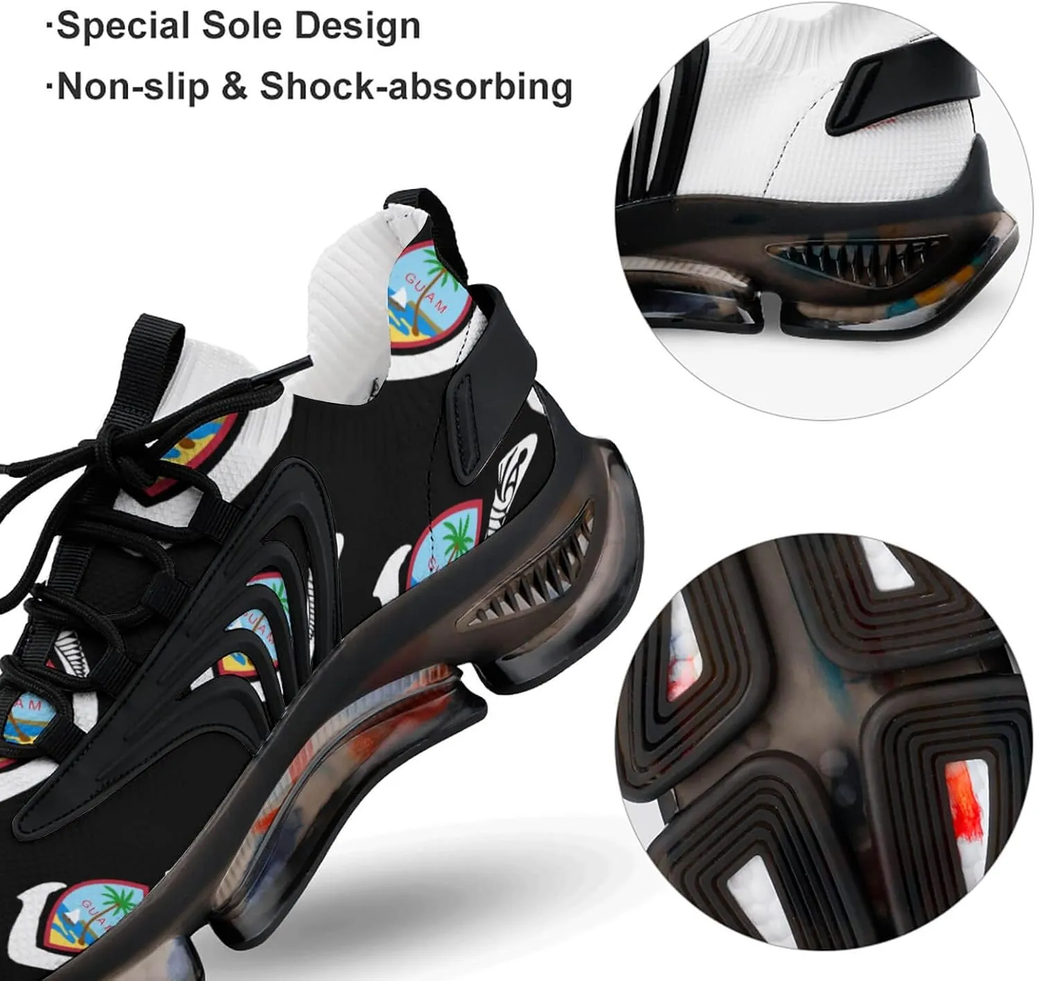 Gu-am Seal with Hook Mens Running Shoes Lightweight Walking Tennis Shoes Soft Soled Elastic Cushion Basketball Shoes