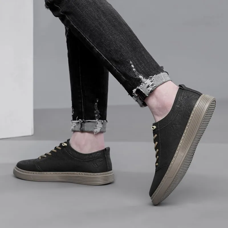 Handmade Genuine Leather Casual Shoes for Men Lace-Up Sneakers Luxury Brand Man Breathable Comfortable Shoes Skate Driving Shoes