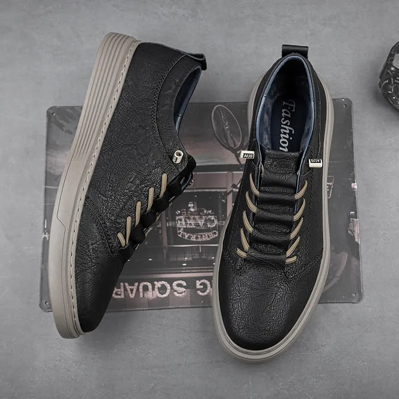 Handmade Genuine Leather Casual Shoes for Men Lace-Up Sneakers Luxury Brand Man Breathable Comfortable Shoes Skate Driving Shoes