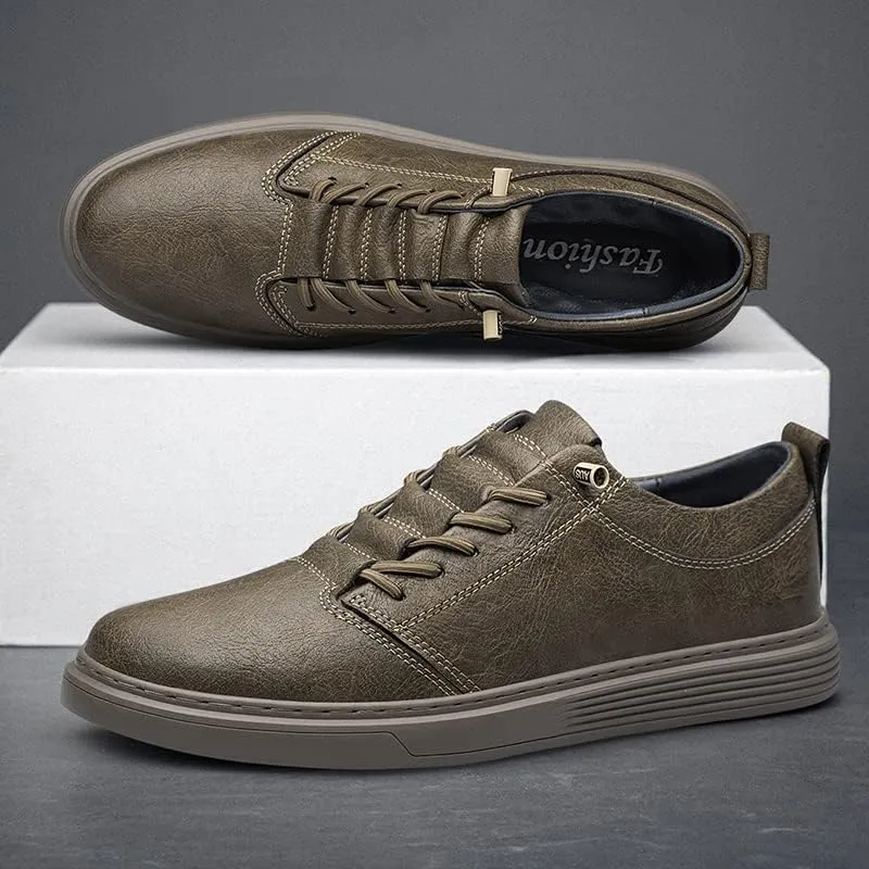 Handmade Genuine Leather Casual Shoes for Men Lace-Up Sneakers Luxury Brand Man Breathable Comfortable Shoes Skate Driving Shoes