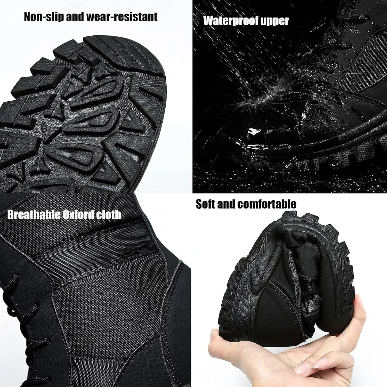 High Rise Hiking Boots, Outdoor Hiking Boots Men,Lace- up Motorcycle Biker Boots, Army Combat Tactical Patrol Shoes, Waterproof Non- Slip Casual Jungle Safety Footwear, for Birthday,Father' s Day and