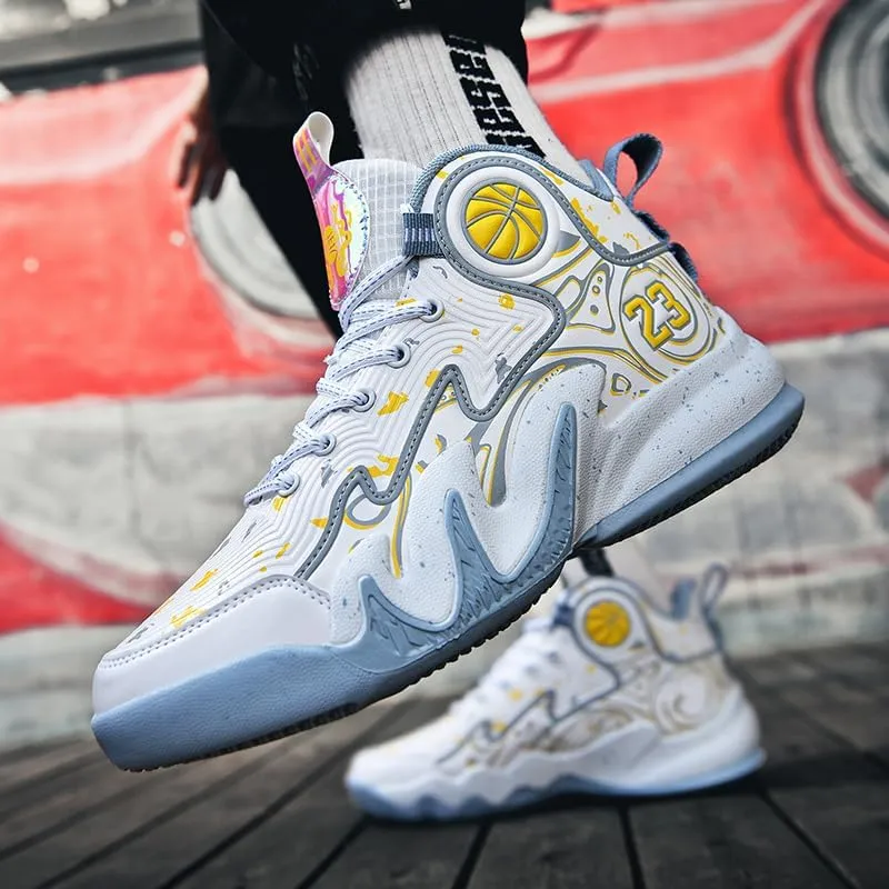 High Top Basketball Shoes Men Shoes Women Shoes Non-Slip Breathable Outdoor Shoes Fashion Graffiti Training Shoes Volleyball Shoes