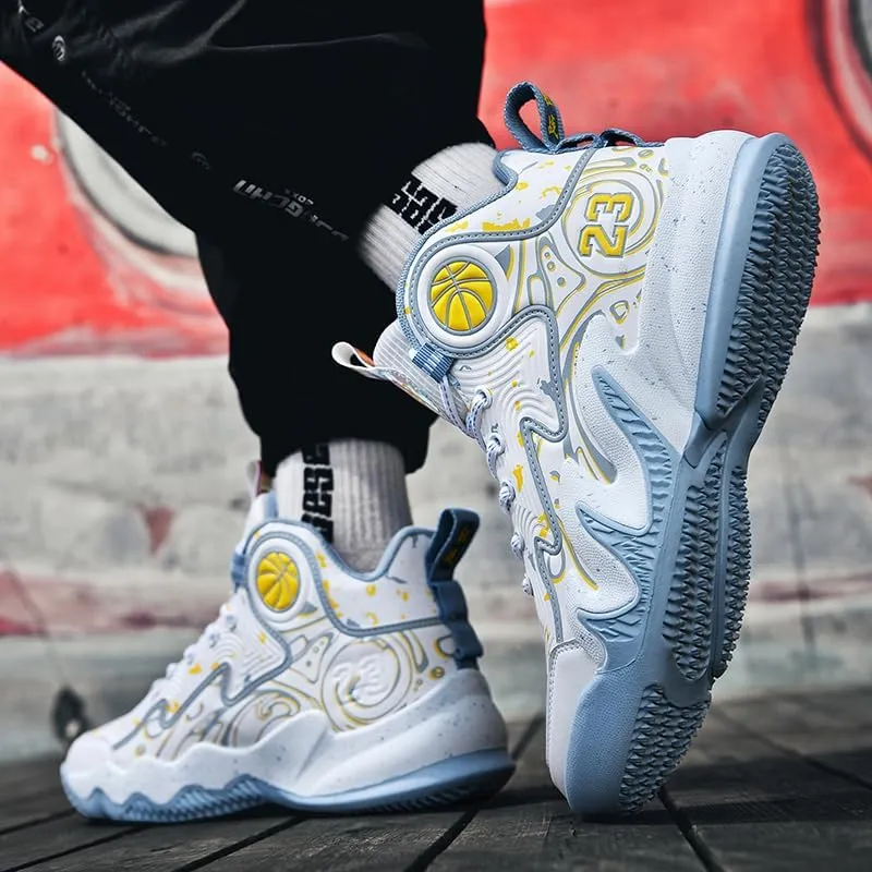 High Top Basketball Shoes Men Shoes Women Shoes Non-Slip Breathable Outdoor Shoes Fashion Graffiti Training Shoes Volleyball Shoes