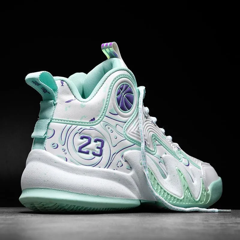 High Top Basketball Shoes Men Shoes Women Shoes Non-Slip Breathable Outdoor Shoes Fashion Graffiti Training Shoes Volleyball Shoes