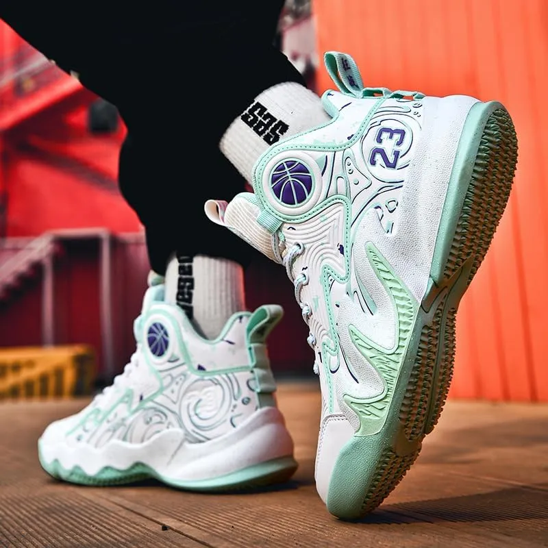 High Top Basketball Shoes Men Shoes Women Shoes Non-Slip Breathable Outdoor Shoes Fashion Graffiti Training Shoes Volleyball Shoes