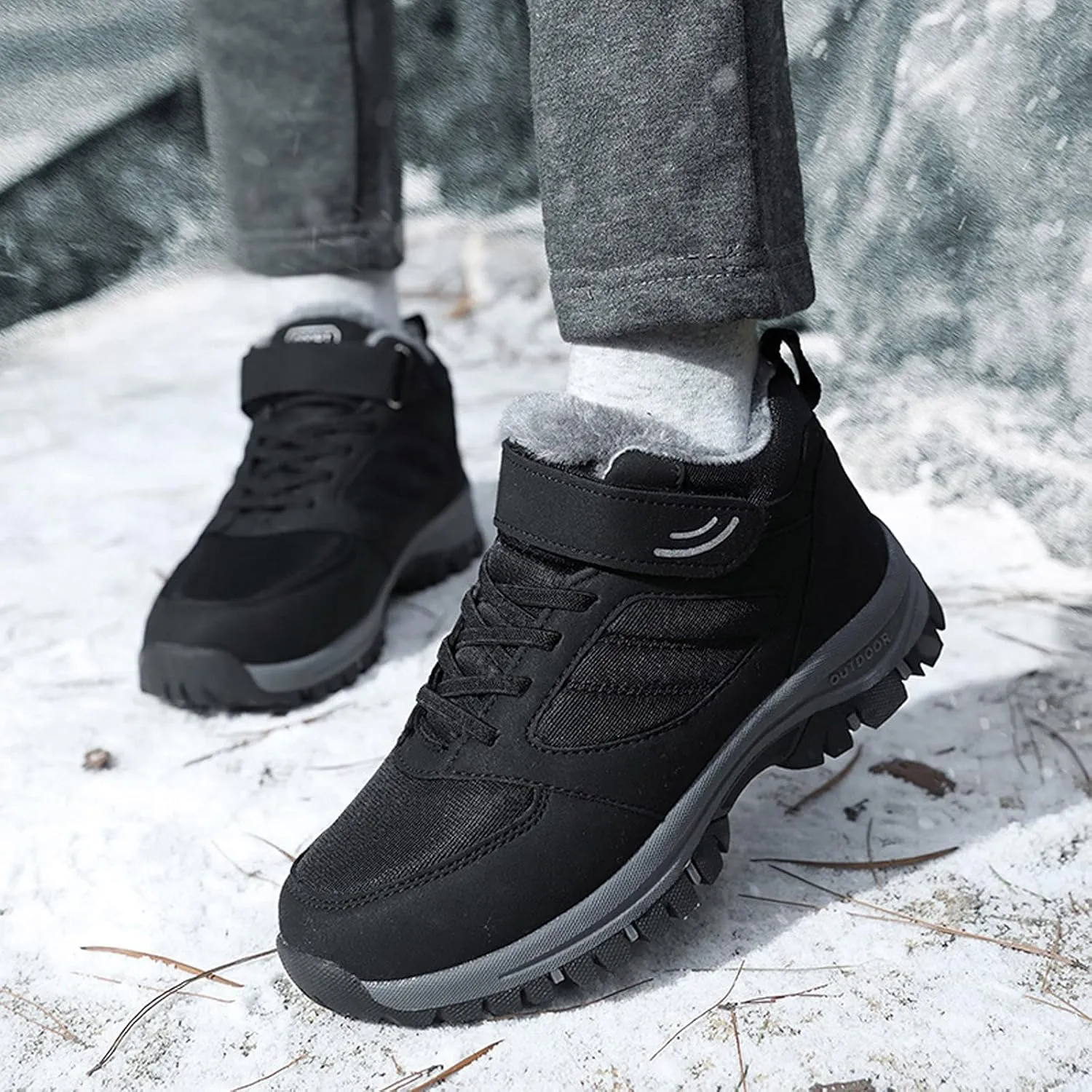 Hiking Boots Women Keep Thermal Water Proof Non Slip Ankle Boots Plus Velvet Warm Winter Sport Booties