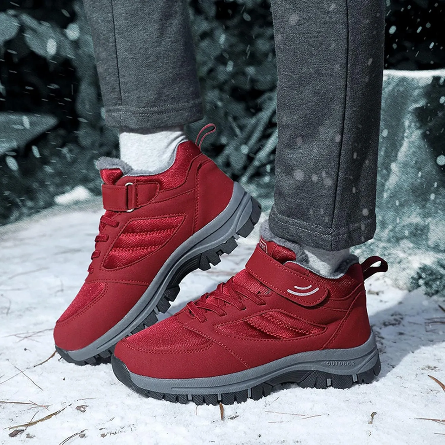 Hiking Boots Women Keep Thermal Water Proof Non Slip Ankle Boots Plus Velvet Warm Winter Sport Booties