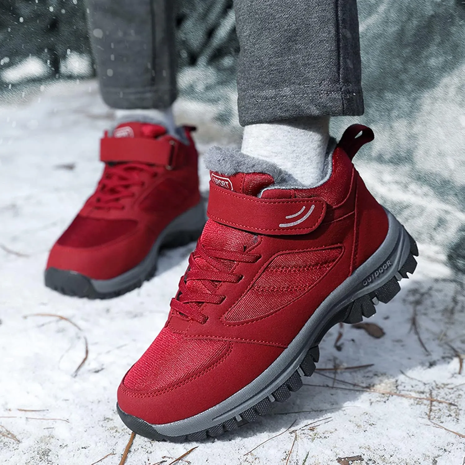 Hiking Boots Women Keep Thermal Water Proof Non Slip Ankle Boots Plus Velvet Warm Winter Sport Booties