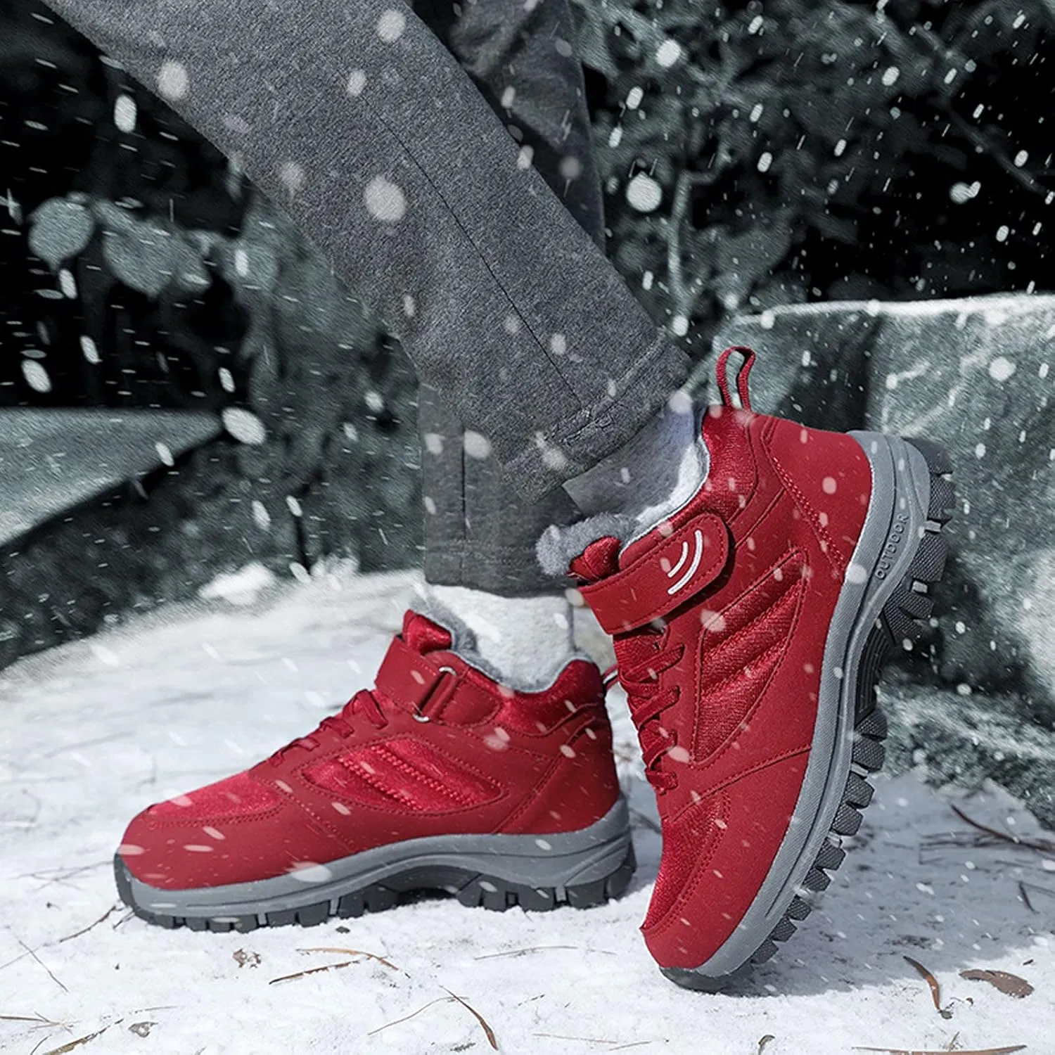 Hiking Boots Women Keep Thermal Water Proof Non Slip Ankle Boots Plus Velvet Warm Winter Sport Booties