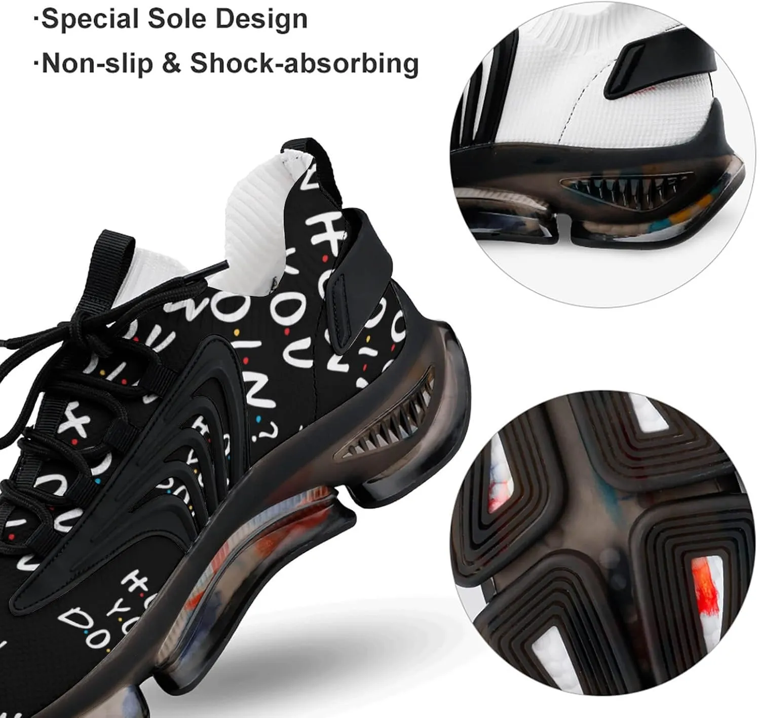 How You Doin Walking Shoes for Men Lightweight Tennis Fashion Elastic Sports Shoes Cushion Basketball Shoes