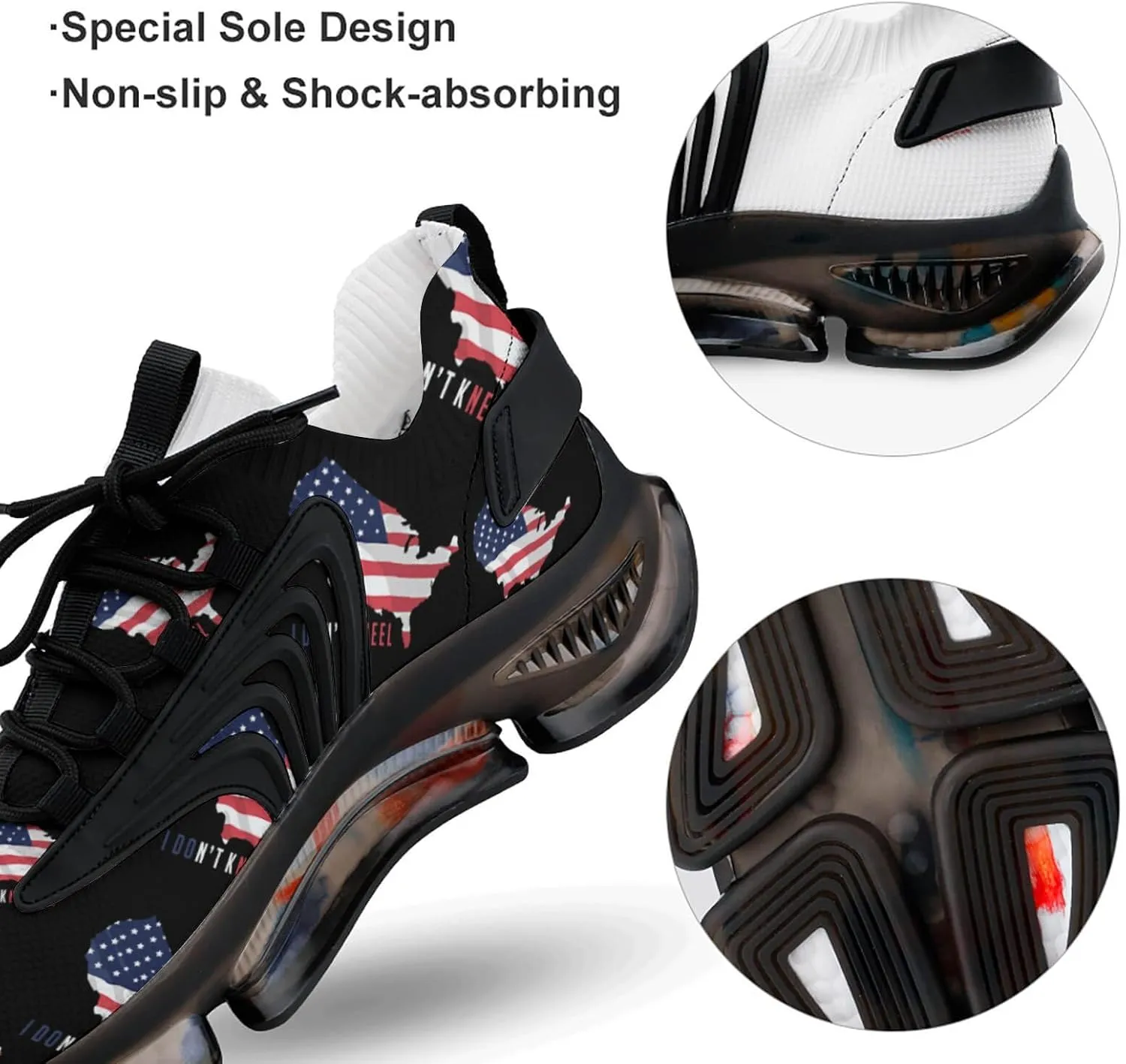 I Don't Kneel Walking Shoes for Men Lightweight Tennis Fashion Elastic Sports Shoes Cushion Basketball Shoes
