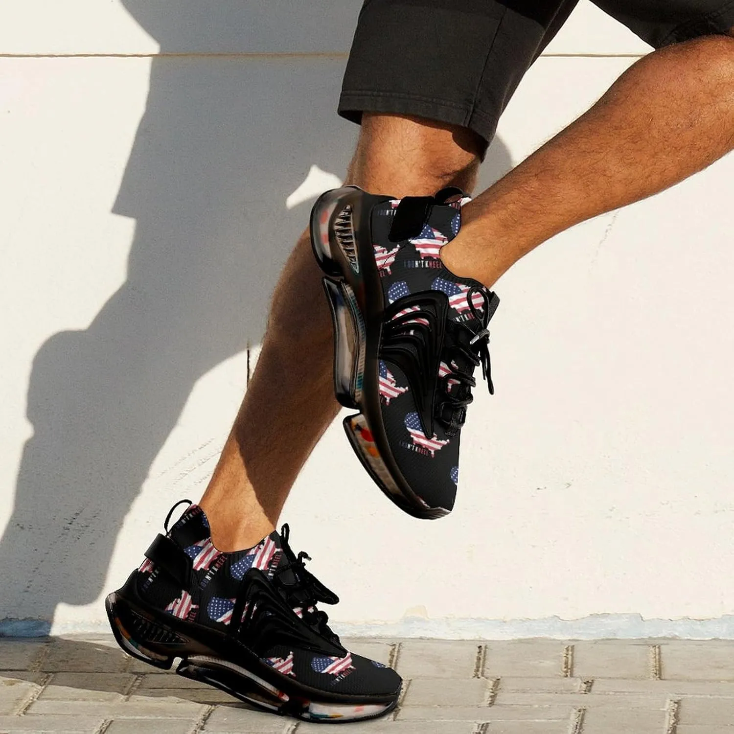 I Don't Kneel Walking Shoes for Men Lightweight Tennis Fashion Elastic Sports Shoes Cushion Basketball Shoes
