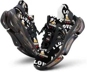 I Love Day Drinking Beer Walking Shoes for Men Lightweight Tennis Fashion Elastic Sports Shoes Cushion Basketball Shoes