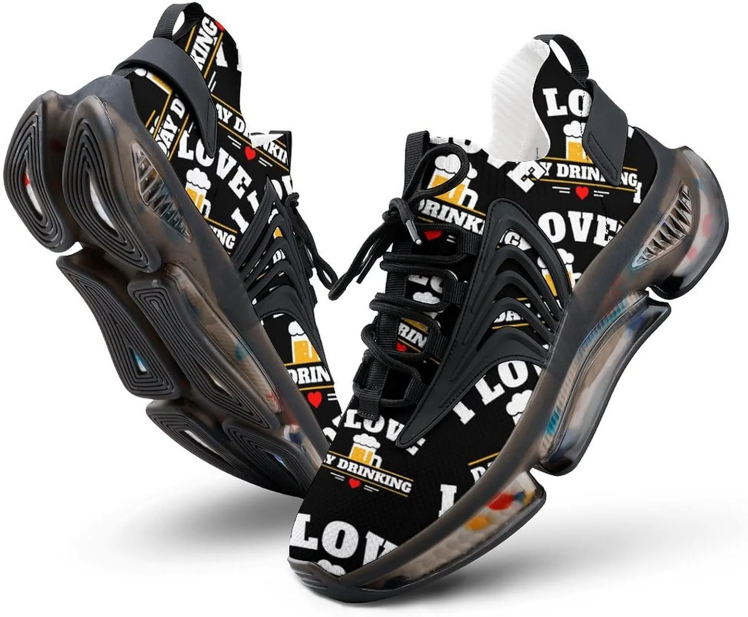 I Love Day Drinking Beer Walking Shoes for Men Lightweight Tennis Fashion Elastic Sports Shoes Cushion Basketball Shoes