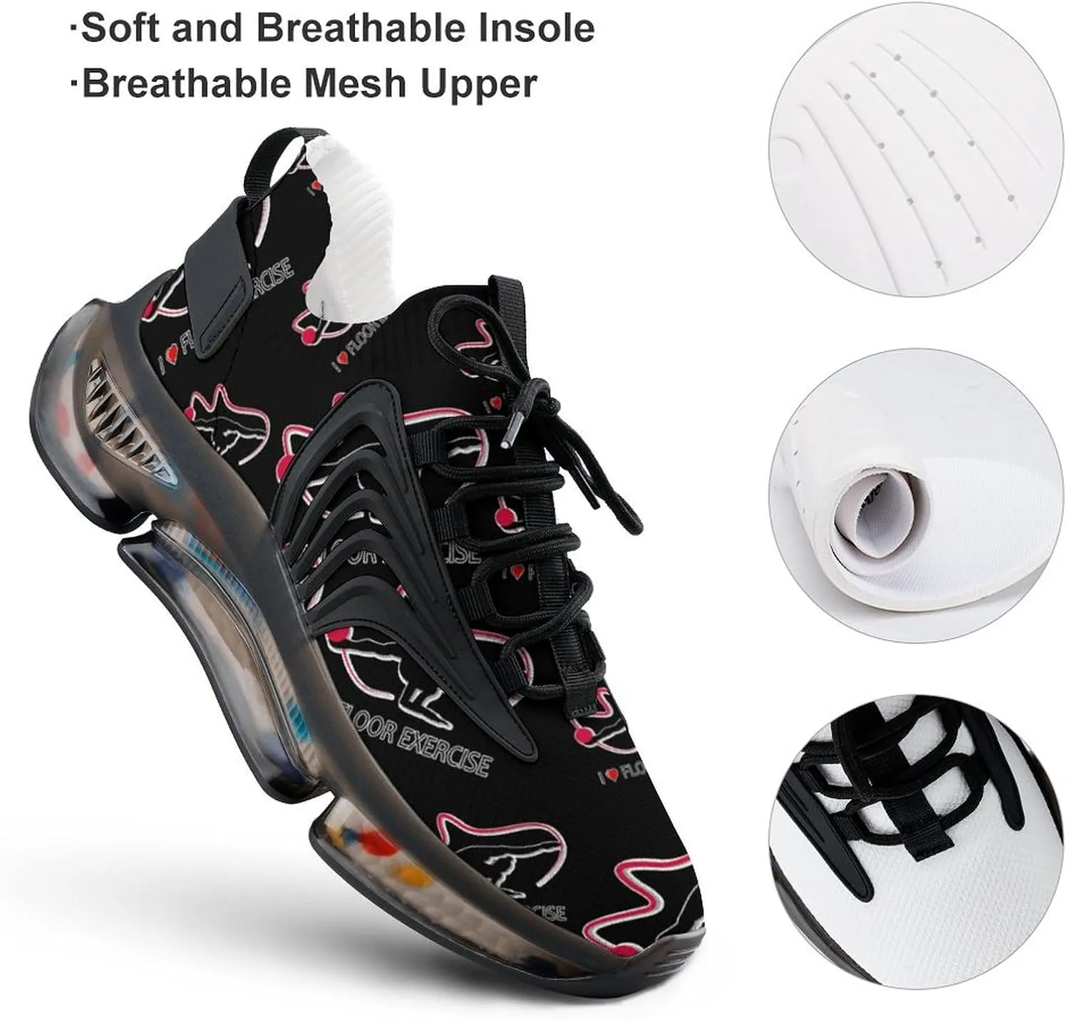 I Love Floor Exercise Walking Shoes for Men Lightweight Tennis Fashion Elastic Sports Shoes Cushion Basketball Shoes