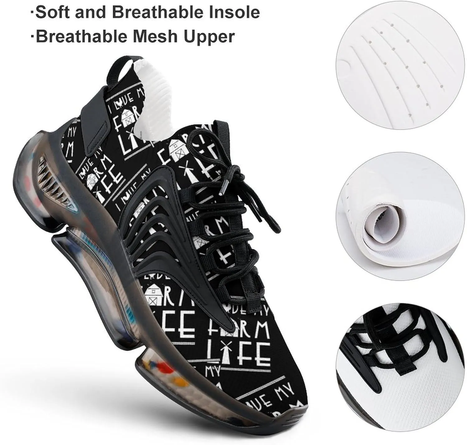 I Love My Farm Life Farmer Walking Shoes for Men Lightweight Tennis Fashion Elastic Sports Shoes Cushion Basketball Shoes