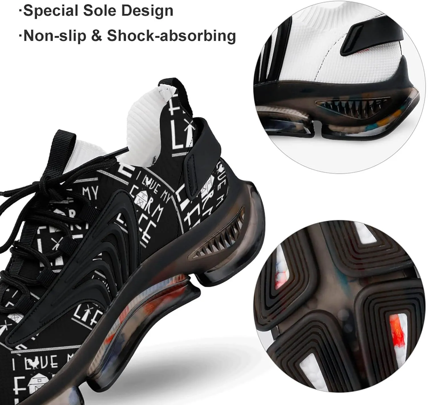 I Love My Farm Life Farmer Walking Shoes for Men Lightweight Tennis Fashion Elastic Sports Shoes Cushion Basketball Shoes